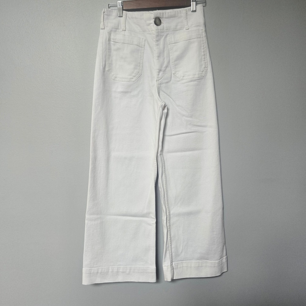 Maeve The Colette White Wide Leg Cropped Pants High Rise Size 27 Anthropologie